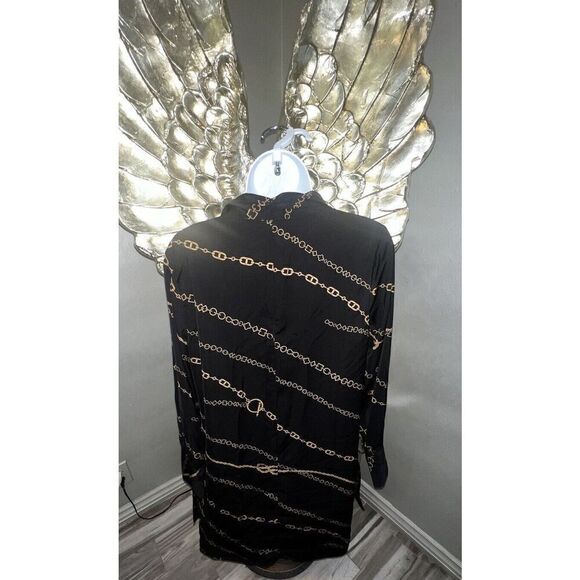 Ann Taylor Tunic Lined Mini Dress Black with Equestrian Chain, Size Medium - Picture 11 of 16